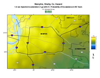 Memphis, Shelby Co. Hazard 1.0 sec Spectral Acceleration (%g) with 2% Probability of Exceedance in 50 Years E R  U.S. Geological Survey