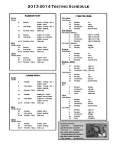 [removed]Testing Schedule Elementary April STAAR 1