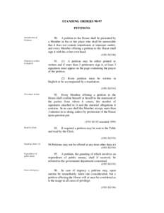 STANDING ORDERS[removed]PETITIONS Introduction of Petitions