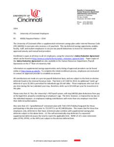 Benefits & Compensation Human Resources Department Administration and Finance University of Cincinnati PO BoxCincinnati, OH