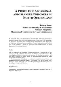 A profile of Aboriginal and Islander prisoners in North Queensland