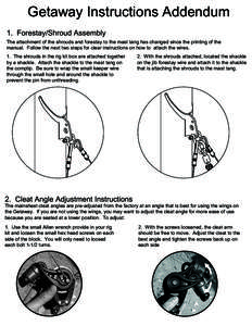 Getaway Instructions Addendum 1. Forestay/Shroud Assembly The attachment of the shrouds and forestay to the mast tang has changed since the printing of the manual. Follow the next two steps for clear instructions on how 