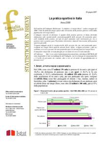 20 giugnoLa pratica sportiva in Italia Anno 2006 Nell’ambito dell’indagine Multiscopo “I cittadini e il tempo libero” svolta a maggio del 2006 l’Istat ha dedicato ampio spazio alla rilevazione della prat