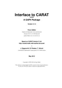 Interface to CARAT — A GAP4 Package Version 2.1.4  ¨