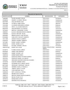 ESCUELA DE AGRONOMÍA  REUNIÓN DE PROFESORES PADRON DEFINITIVO ELECCION DE REPRESENTANTES DE LA ASAMBLEA COLEGIADA REPRESENTATIVA