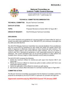 BICYCLE NO. 1  TECHNICAL COMMITTEE RECOMMENDATION TECHNICAL COMMITTEE:  Bicycle Technical Committee