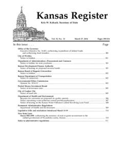 Kansas Register Kris W. Kobach, Secretary of State Vol. 33, No. 13  In this issue . . .