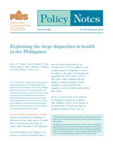 Policy Notes  Philippine Institute for Development Studies Surian sa mga Pag-aaral Pangkaunlaran ng Pilipinas