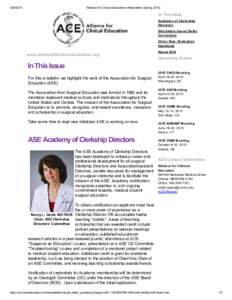 Alliance for Clinical Education e­Newsletter (Spring 2015) In This Issue Acade m y of Cle rk s hip