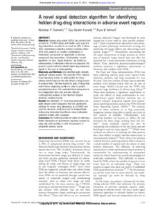 Downloaded from jamia.bmj.com on June 17, Published by group.bmj.com  Research and applications A novel signal detection algorithm for identifying hidden drug-drug interactions in adverse event reports