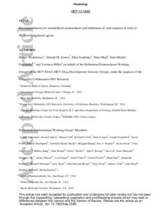Hepatology  HEP[removed]TITLE: Recommendations for standardized nomenclature and definitions of viral response in trials of