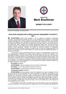 Speech By  Mark Boothman MEMBER FOR ALBERT  Record of Proceedings, 12 February 2014