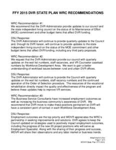 DVR State Plan Attachment 4.2(c) -- WRC Recommendations