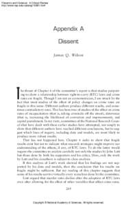 Firearms and Violence: A Critical Review http://www.nap.edu/cataloghtml Appendix A Dissent James Q. Wilson