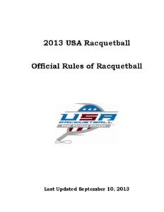 2013 USA Racquetball Official Rules of Racquetball