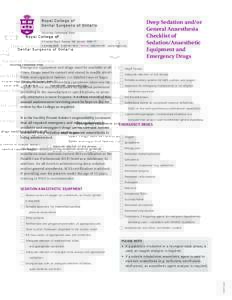 Deep Sedation and/or General Anaesthesia Checklist of Sedation/Anaesthetic Equipment and Emergency Drugs