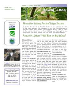 Hawai`i Apiary Program Winter 2014 Hawai`i Bee  Volume 3, Issue 1