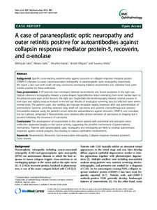 Visual system / Proteins / Recoverin / Paraneoplastic syndromes / Electroretinography / Retina / Retinitis pigmentosa / Fovea centralis / Optic disc / Ophthalmology / Medicine / Health