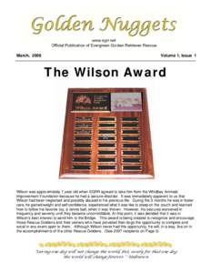 March, 2008  Volume 1, Issue 1 The Wilson Award