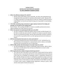 October 10, 2013 MEETING NOTE QUESTIONS WITH ANSWERS M-1 RAIL COMMUNITY ADVISORY COUNCIL 