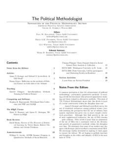The Political Methodologist Newsletter of the Political Methodology Section American Political Science Association Volume 15, Number 2, WinterEditors: