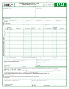 1344  Colombian Non-Resident Foreign Tourist VAT Refund Application Form Modelo Unico de Ingresos, Servicio y Control