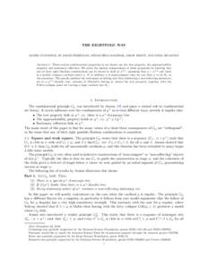 THE EIGHTFOLD WAY JAMES CUMMINGS, SY-DAVID FRIEDMAN, MENACHEM MAGIDOR, ASSAF RINOT, AND DIMA SINAPOVA Abstract. Three central combinatorial properties in set theory are the tree property, the approachability property and