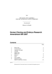 2007  THE LEGISLATIVE ASSEMBLY FOR THE AUSTRALIAN CAPITAL TERRITORY  (As presented)