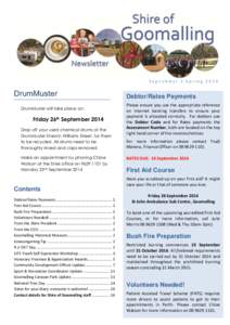 September | SpringDrumMuster DrumMuster will take place on:  Friday 26th September 2014