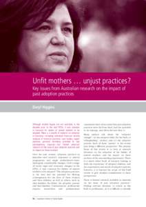 Unfit mothers … unjust practices?: Key issues from Australian research on the impact of past adoption practices - Family Matters No 87