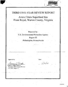 Third Five-Year Review Report - Avtex Fibers Superfund Site - Front Royal, Warren County, Virginia