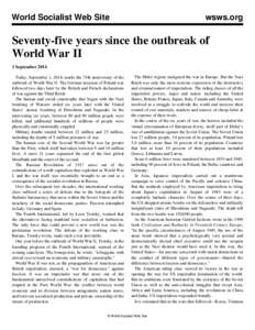 World Socialist Web Site  wsws.org Seventy-five years since the outbreak of World War II