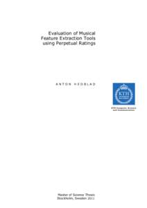 Evaluation of Musical Feature Extraction Tools using Perpetual Ratings ANTON