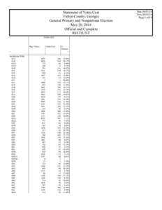 Statement of Votes Cast Fulton County, Georgia General Primary and Nonpartisan Election May 20, 2014 Official and Complete RECOUNT