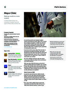 iPad in Business  Mayo Clinic Making medicine more mobile. A medical leader brings new