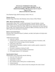 Financial Oversight Panel for East St. Louis School District 189, August 25, 2014, Regular Meeting Minutes