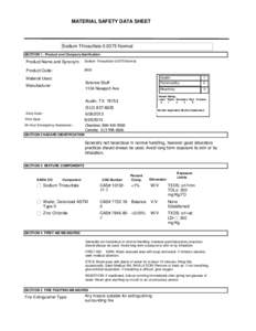 MATERIAL SAFETY DATA SHEET  Sodium Thiosulfate[removed]Normal SECTION 1 . Product and Company Idenfication  Product Name and Synonym: