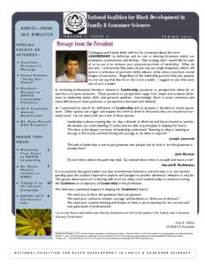 National Coalition for Black Development in Family & Consumer Sciences NCBDFCS—SPRING 2012 NEWSLETTER