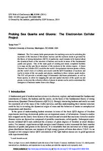 EPJ Web of Conferences 66, DOI: epjconf  C Owned by the authors, published by EDP Sciences, 2014  Probing Sea Quarks and Gluons: The Electron-Ion Collider