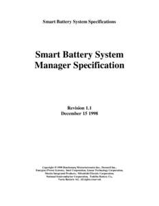 Smart Battery System Specifications  Smart Battery System Manager Specification  Revision 1.1