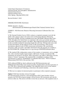 United States Department of Commerce National Oceanic and Atmospheric Administration National Ocean Service National Geodetic Survey Silver Spring, Maryland[removed]Revised October 2, 2010