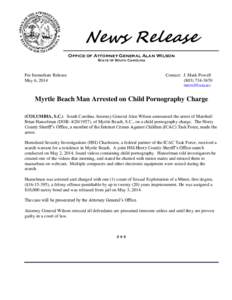 News Release Office of Attorney General Alan Wilson State of South Carolina For Immediate Release May 6, 2014