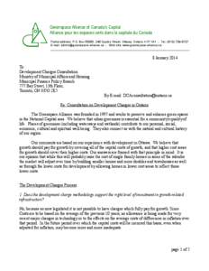 Greenspace Alliance of Canada’s Capital Alliance pour les espaces verts dans la capitale du Canada Postal address: P.O. Box 55085, 240 Sparks Street, Ottawa, Ontario K1P 1A1  Tel.: ([removed]E-mail: admin@green