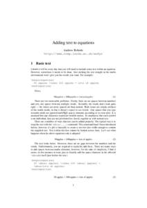 Adding text to equations Andrew Roberts http://www.comp.leeds.ac.uk/andyr 1