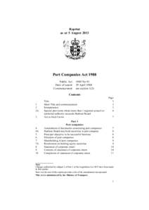 Reprint as at 5 August 2013 Port Companies Act 1988 Public Act Date of assent