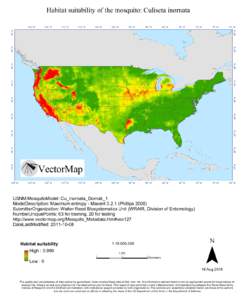 Habitat suitability of the mosquito: Culiseta inornata 115° W 110° W  105° W