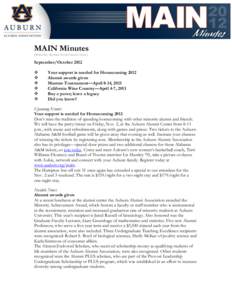 MAIN Minutes (Minority Alumni Involvement Now) September/October 2012  