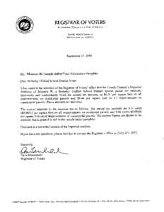 REGISTRAR OF VOTERS ALAMEDA COUNTY • CALIFORNIA DAVE MACDONALD REGISTRAR OF VOTERS  September 27, 2010