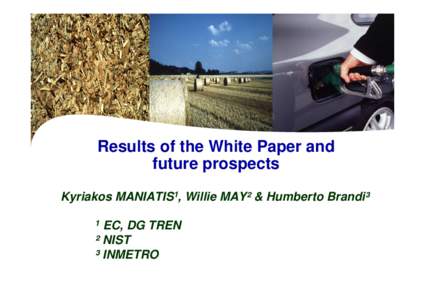 Results of the White Paper and future prospects Kyriakos MANIATIS1, Willie MAY² & Humberto Brandi³ 1  EC, DG TREN