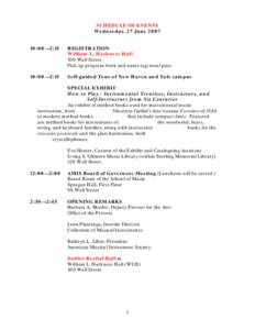 SCHEDULE OF EVENTS Wednesday, 27 June[removed]:00—2:15 REGISTRATION William L. Harkness Hall